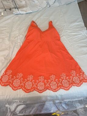 Jessica London size 18 Orange swim dress with white embroidery- New w/o tags